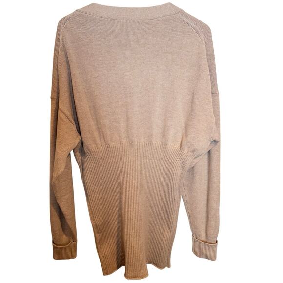 Alexander Wang Oversized V-Neck Oatmeal Beige Smocked Waist Cardigan Small - Picture 7 of 11